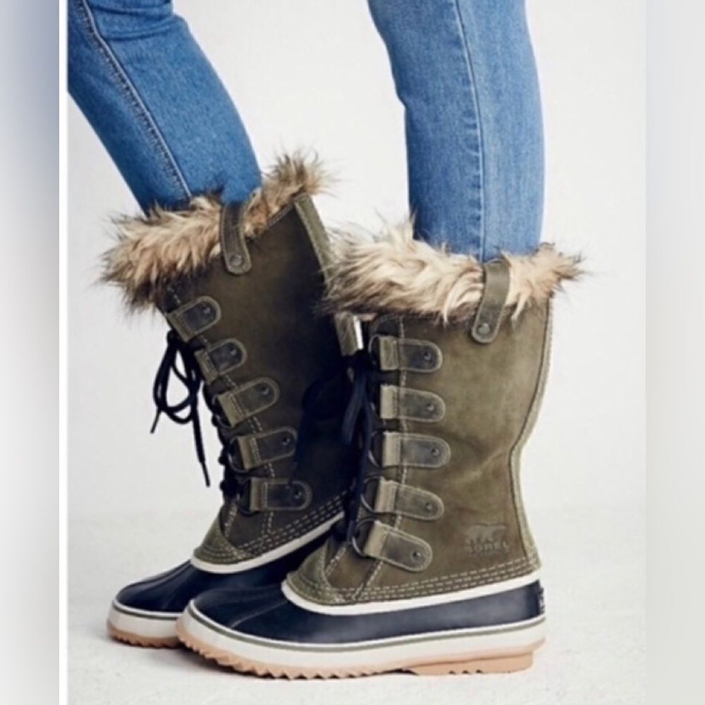 SOREL Joan Of Artic Snow Boots Women's 6 Brown Faux Fur Waterproof Insulated